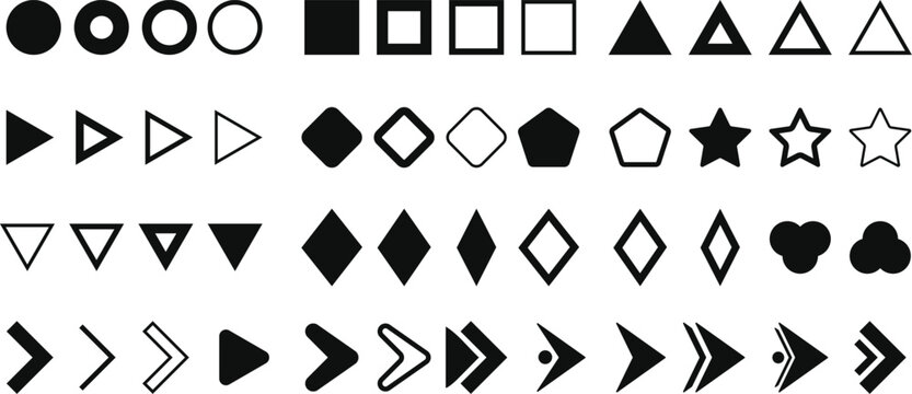 Fl&egrave;che and Bullet point List Icon set. Text Editor and Content Formatting Symbols. Checklist Arrow and Document Formatting Icons. List Item and Navigation Pointer