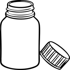 open medicine bottle doodle icon