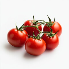 Fresh tomatoes clustered on stems