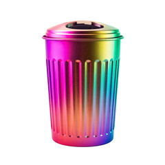 Obraz premium Colorful Waste Bin Stands out With Rainbow Hues in Modern Space, Adding a Pop of Style
