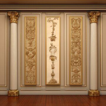 Door Design Indian and Arabic Style Yellow Golden White Color Created with Generative AI Technology	