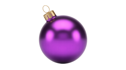 Elegant vibrant purple Christmas ornament with golden cap and loop, perfect for festive holiday decor and celebrations