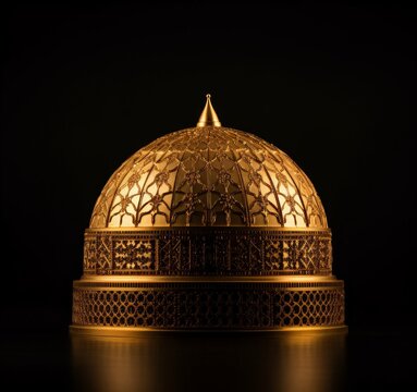 Beautiful Arabian Style Gold and Black Sculpture of a Dome Created with Generative AI Technology