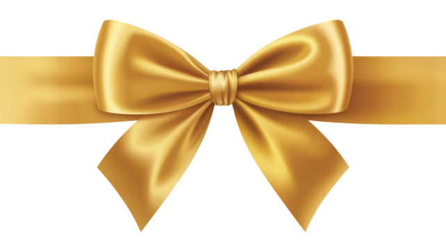 Elegant golden satin ribbon bow perfect for adding luxury and celebration to any gift, invitation, or design project instantly.