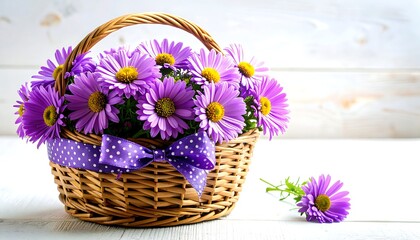 Basket of purple flowers