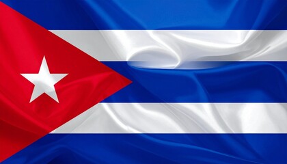 Fototapeta premium Cuban flag with bold stripes, red triangle, and white star—symbolizing freedom, unity, and patriotic sacrifice.