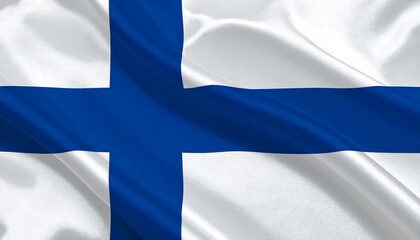 Obraz premium Finnish flag with blue Nordic cross on white—evoking purity, nature, and quiet strength.