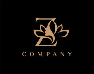 Letter Z Beauty Face Lotus Flower Logo Design