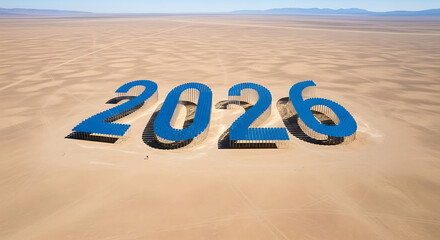Black Rock Desert Installation 2026 Numerals Under a Clear Sky