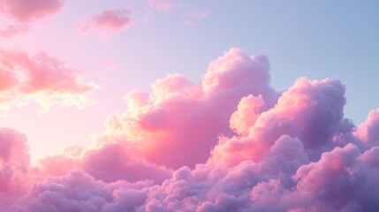 Soft pastel clouds fill the sky during sunset, creating a serene and tranquil atmosphere above the horizon in an evening landscape