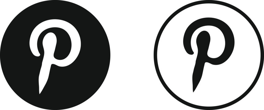 pinterest logo icon set. Social Media Network symbol. pinterest icon collection