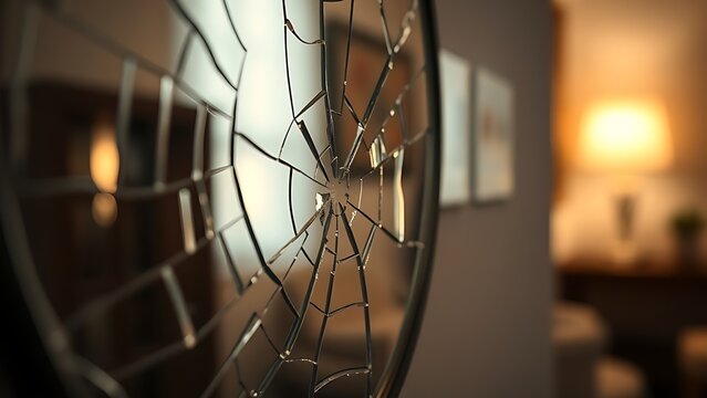 tennessine. Cracked mirror with a distorted reflection and broken surface texture. wellbeing guides, coaching materials, designed for coaching and self-improvement content, used by account managers.