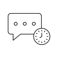 Scheduled Chat Message Clock Outline Icon