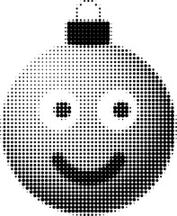funny emotion christmas ball halftone icon