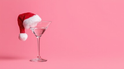 Minimalist arrangement showcasing festive spirits against soft pastel pink backdrop