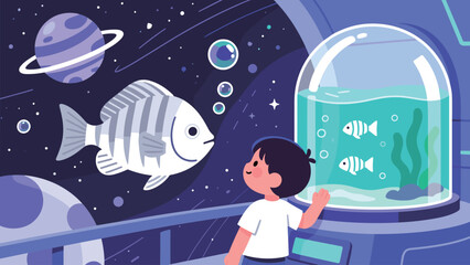Boy's Cosmic Aquarium Adventure
