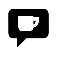 Fototapeta premium Speech bubble icon with coffee cup silhouette on transparent background 