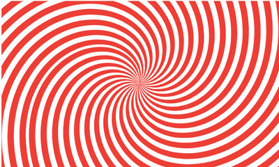 Vibrant red and white swirling hypnotic spiral pattern background with concentric circles