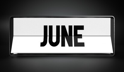June - table calendar - 3D illustration
