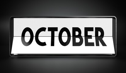 October - table calendar - 3D illustration
