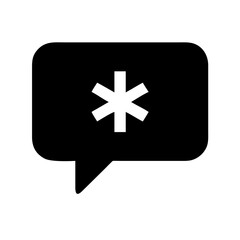 Obraz premium Black speech bubble icon with asterisk symbol on a transparent background 