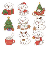 Fototapeta premium Christmas icons set dog.