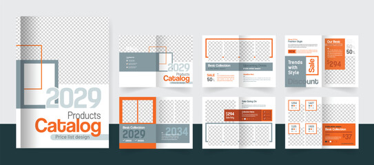Product catalogue design or furniture product catalog magazine template colorful and editable text