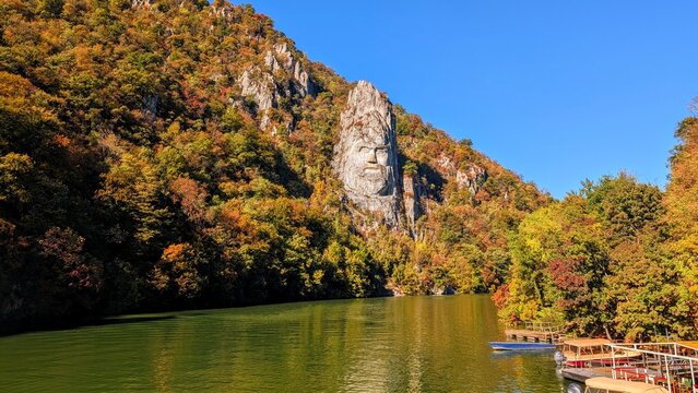 Decebalus Rex sculpture on the Danube