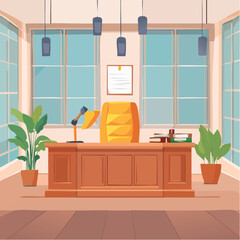 Interior of a courtroom - 2D vector in cartoon animation style