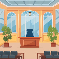 Interior of a courtroom - 2D vector in cartoon animation style
