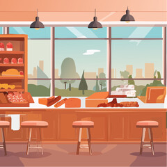 Interior of a delicatessen  - 2D vector in cartoon animation style