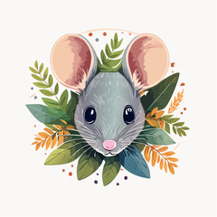 2D animation style mouse isolated on white