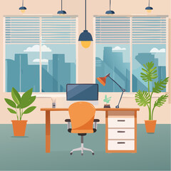 Interior of a corporate office - 2D vector in cartoon animation style