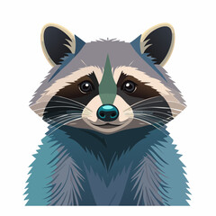 2D animation style Raccoon isolated on white