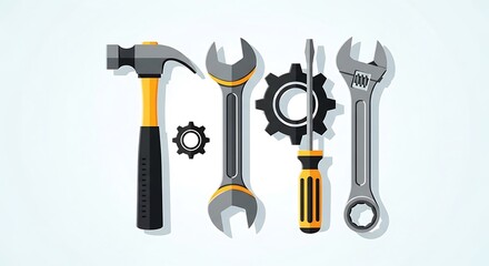 Fototapeta premium Collection of Tools and Gears for Repair and Construction.