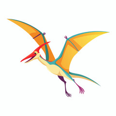 2D animation style Pterodactyl Dinosaur isolated on white