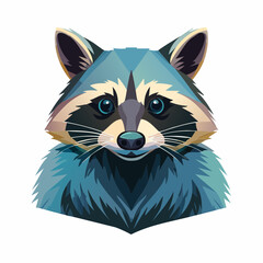 2D animation style Raccoon isolated on white