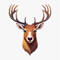 2D animation style Reindeer isolated on white