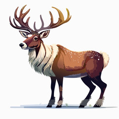 2D animation style Reindeer isolated on white