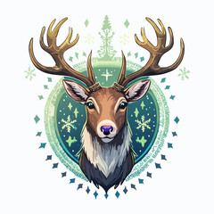 2D animation style Reindeer isolated on white