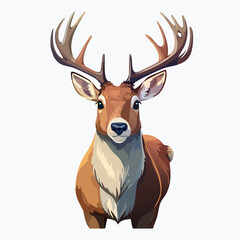 2D animation style Reindeer isolated on white