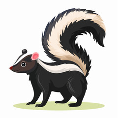 2D animation style Skunk  isolated on white