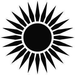 sun icon with rays  bright vector flat design