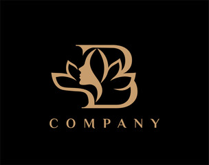 Letter B Beauty Face Lotus Flower Logo Design