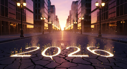 New Year 2026 concept with growth and urban setting background