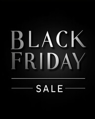 Striking Black Friday sale advertisement with metallic silver text effect.
