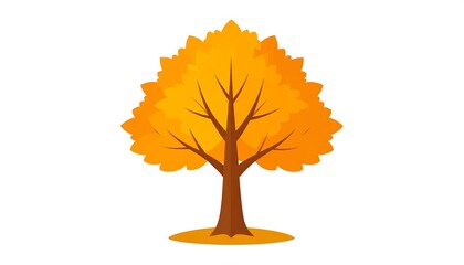 A stylized tree with vibrant golden leaves, standing alone