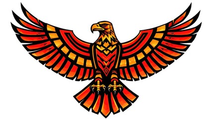 Fototapeta premium Vibrant eagle illustration with outstretched wings, perfect for design projects