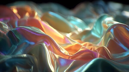 Obraz premium Abstract vibrant 3D holographic texture featuring smooth iridescent color transitions and gradients illuminated with documentary photography lighting for a modern visual effect
