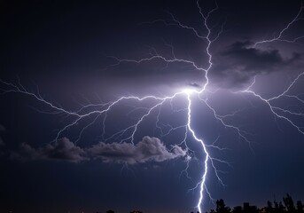 Powerful electrical discharge illuminating a stormy sky, showcasing nature's raw force and dramatic weather phenomena ,spark ,dramatic ,phenomenon